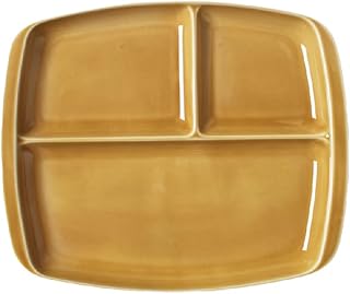 ランチプレート クレスタ 美濃焼 選べる4色 仕切り 取っ手付き 小田陶器(マスタード)