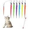 Cobee Katzenspielzeug Ersatz, 6 Stück pelzige Schwanzwürmer mit Glöckchen + Katzenangel Rutenspielzeug, Katzenstab Nachfüllungen, sortierte Teaser Nachfüllungen mit Glöckchen für Katzen und Kätzchen