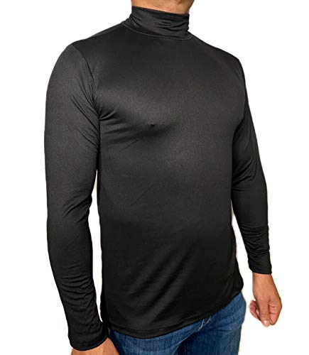 MJoffee, MADE IN USA, Turtleneck Men Long Sleeve Thermal Underwear Sweater Mock Turtleneck Base Layer Shirt for Men, in Multiple Colors (Black, Large)