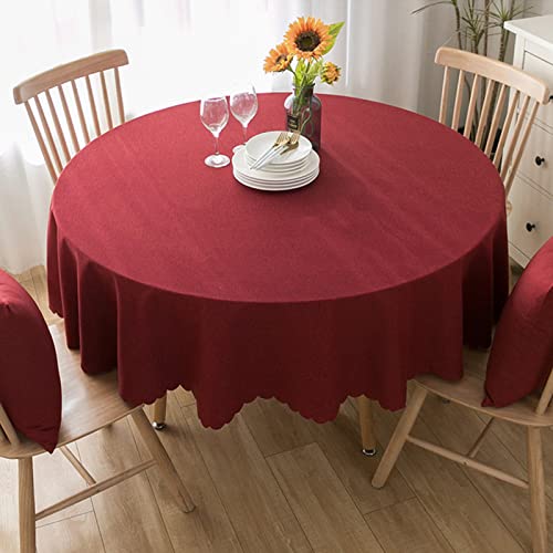 Image of Jeloris Round Waterproof Tablecloth Spill-Proof and Stain Resistant Table Cloth Wrinkle Free Washable Decorative Fabric Table Cover for Kitchen, Dining, Parties, Buffet, Wedding(63 inch, Red)