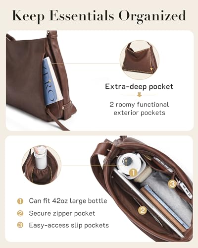 Bolso Hobo para mujer color café de gran tamaño miniatura 2