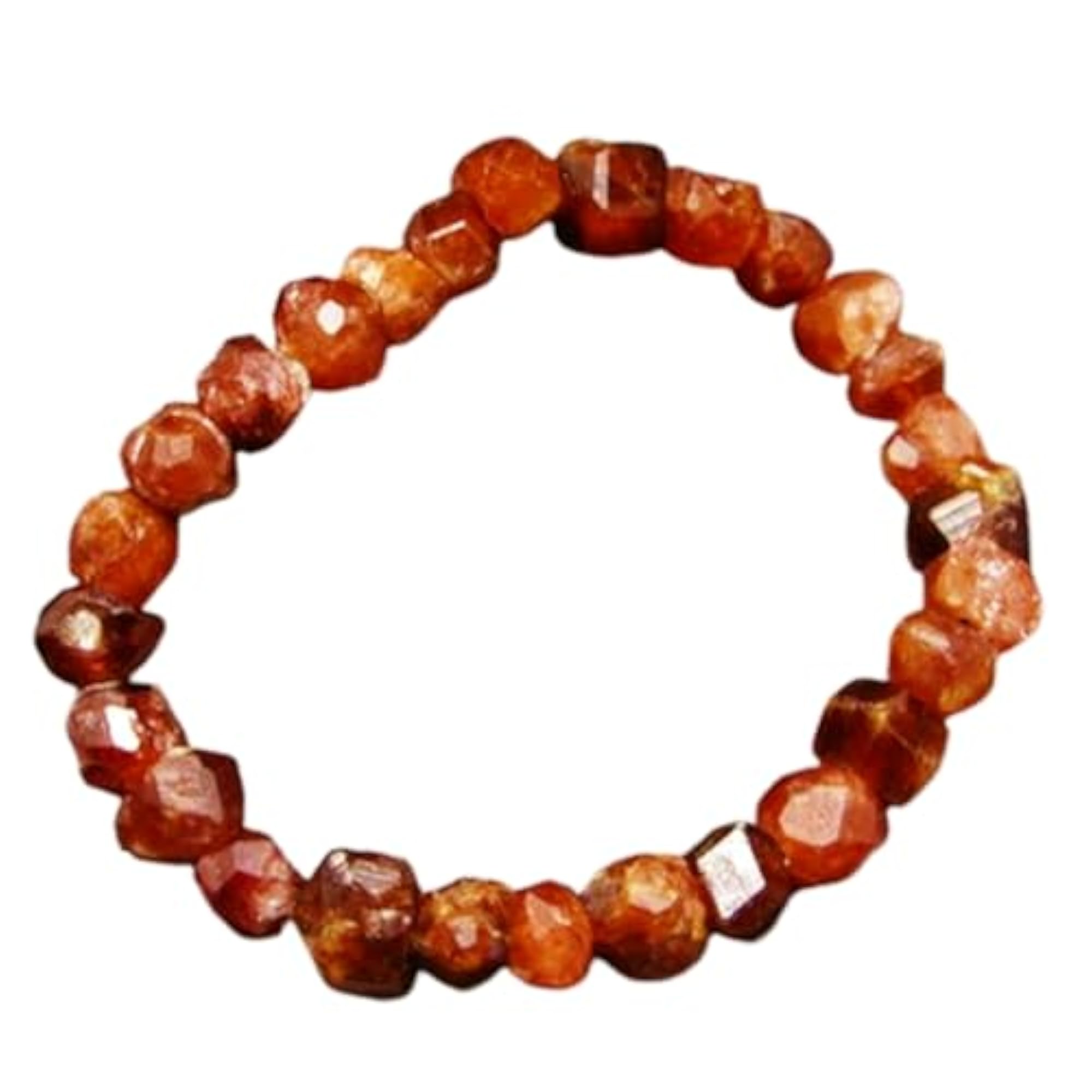 Natural Hessonite Garnet 8mm Tumble Shape Bracelet, Unisex