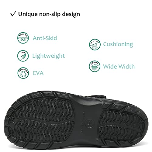 Chaychax Men's And Women's Arch Support Clogs Garden Shoes Slip-On Outdoor Beach Slippers With Removable Cushion Footbed, Black Gold, 11-11.5 Women/9.5-10 Men #TOP4