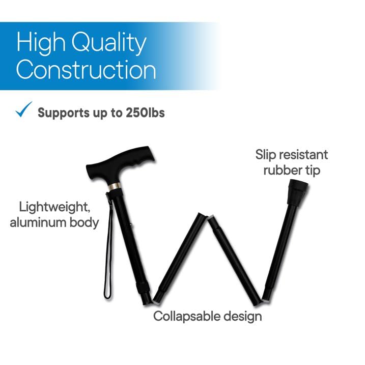 Walking Stick Easy Folding Adjustable Aluminium Cane for Men Women Lightweight Collapsible Sticks Extandable Height - Image 2