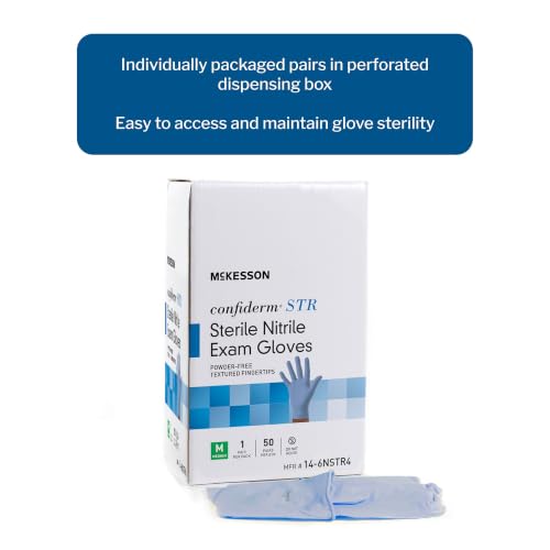 McKesson Confiderm STR Sterile Nitrile Exam Gloves, Blue, Large, 50 ct | Latex-Free, Powder-Free, Ambidextrous, Textured Fingertips - image 3