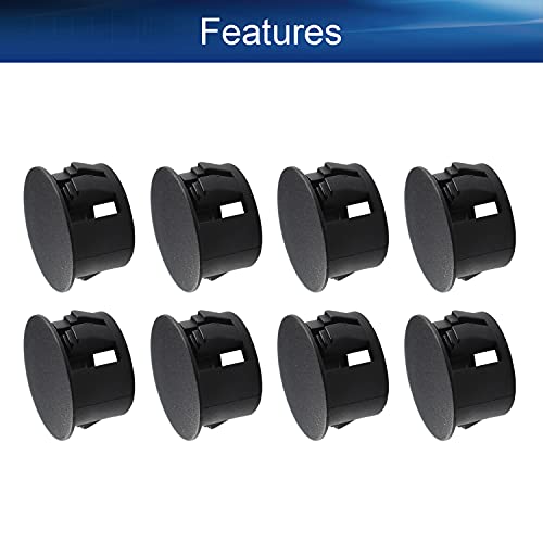 Image of Heyiarbeit 100pcs Hole Plugs 5 /9 inch / 14mm Nylon Plastic Round Snap in Type Locking Hole Tube Furniture Fencing Post Pipe Insert End Caps Black Tone