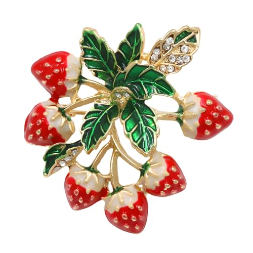 Image of WCRAZYE Red Strawberry Brooch Pin for Women Girls Cute Enamel Fruit Brooches Badges for Clothing Backpacks Bag Fashion Brooches Plant Lapel Pin Accessories Jewelry Gift