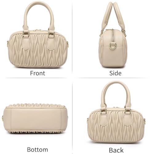 Quilted Shoulder Bag for Women Trendy Small Top Handle Handbags with Zipper Closure Purses2