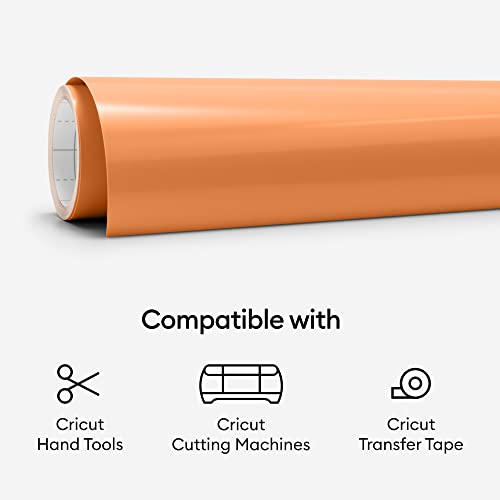 Image of Cricut Premium Permanent Vinyl Roll (12 in x 15 ft), Dark Orange - Weather-Resistant, Dishwasher-Safe & Fade-Proof, Compatible Cutting Machines