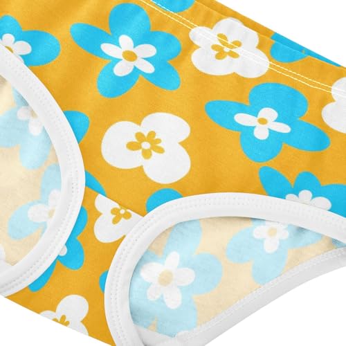 Funny Toddler Underwear Floral 2t Cotton Panties Little Girl White Blue Cartoon Flowers Yellow Briefs Kids Undies4