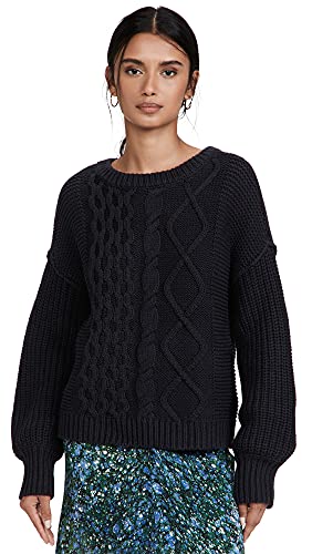 (取寄) フリーピープル ドリーム ケーブル クルー ネック セーター Free People Dream Cable Crew Neck Sweater  Black Free People Women's Dream Cable Crew, Black, S at Amazon Women's