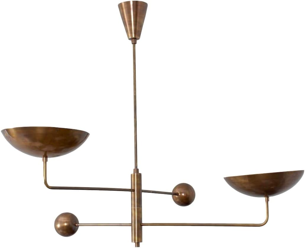 2 Light Curved Pendant Mid New Modern Raw Brass Chandelier Light Fixtures