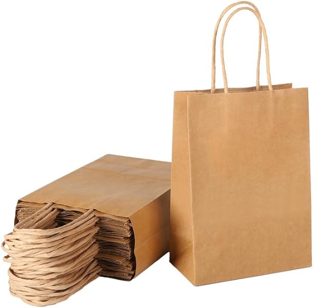 Belinlen 紙袋 手提げ クラフト紙 ギフト袋【幅21cm 高さ26.5cm マチ11cm】【30枚セット】丈夫で耐久性があり 再利用可能「Thank you」と書かれたシール36枚付き 引き出物袋 贈り物 お土産 誕生日 結婚式 クリスマス用