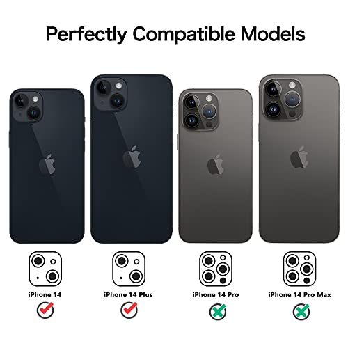 Niboow Camera Lens Protectors for iPhone 14/14 Plus, Aluminum Alloy 9H Tempered Glass Anti Scratch Camera Cover - Image 4