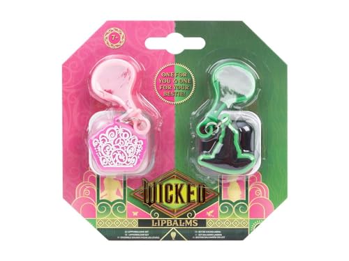 Wicked Bestie Lip Balms 2 Pack with Keyring Holders Official Wizard of Oz Wicked Gift Set for Kids 7+ Non Toxic Safe Lip Balm Duo One for You One for Your Bestie Pink Crown & Green Witch Hat
