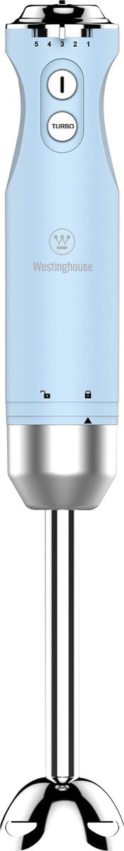 Westinghouse Rétro Mixeur Plongeant, 4 Vitesses + Turbo, Lame en Acier Inoxydable, Pied Mixeur Amovible, Poignée Ergonomique, 600 W, Bleu Clair
