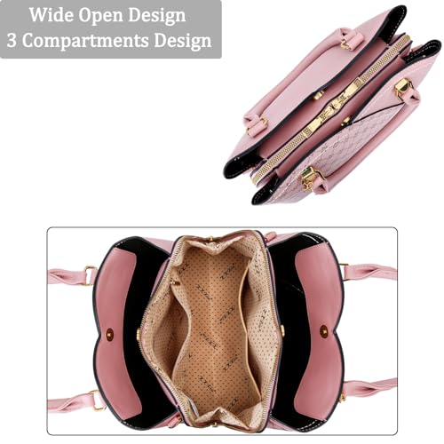 Image of KKXIU Triple Compartments Purses and Handbags for Women Fashion Ladies Satchel Shoulder Top Handle Bag