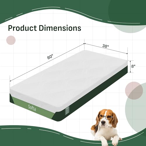 Image of Softa 8 inch Twin XL Cooling Gel Memory Foam Mattress, Viscose from Bamboo, Medium Firm, Certi-PUR & Oeko-TEX Certified, 10-Year Warranty, Green Tea Support Foam, Washable, Mattress in a Box