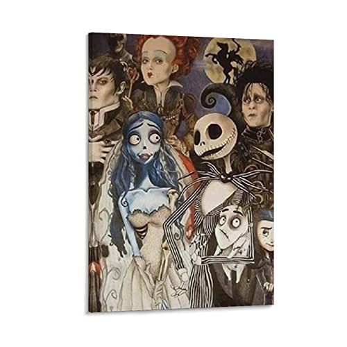 Refutuna Tim Burton Poster décoratif sur toile avec mains de ciseaux pour salon, chambre à coucher, sans cadre Style 1 30 x 45 cm