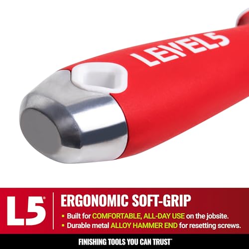 Image of LEVEL5 4 inch Trim Puller & Multi-Tool | Baseboard and Trim Removal, Caulk Removal, Scraping, Pulling Brad Nails | Metal Hammer End & Soft-Grip Handle | 5-203
