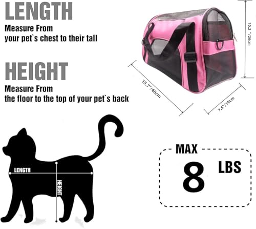 Image of ZaneSun Cat Carrier,Soft-Sided Pet Travel Carrier for Cats,Dogs Puppy Comfort Portable Foldable Pet Bag Airline Approved (LightPink)