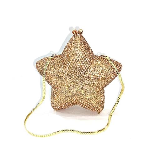 Image of Women Rhinestone Star Shape Clutch Purse Unique Crystal Evening Bag Luxury Chain Handbag for Wedding Cocktail Party | Rhinestone