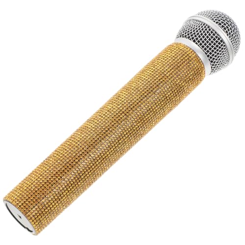 Hemobllo Microphone pour Garçon Fille avec Effet Réaliste Accessoire Cosplay pour Scène et Jeu Imitation Micro Karaoké Garçon Fille Modèle et Strass