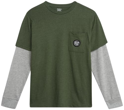 Volcom Boys' Two-Fer Shirt - Pullover Crewneck Long Sleeve Shirt - Stylish Logo Graphic Tee for Boys (Size: 8-20)