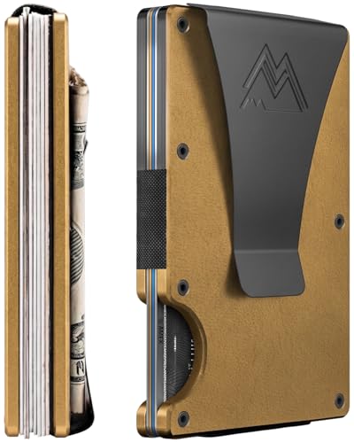 Mountain Voyage Co Minimalist Wallet for Men & Women - Slim RFID Wallet, Scratch Resistant, Credit Card Holder & Money Clip, Easily Removable Money & Cards, (Khaki Leather)