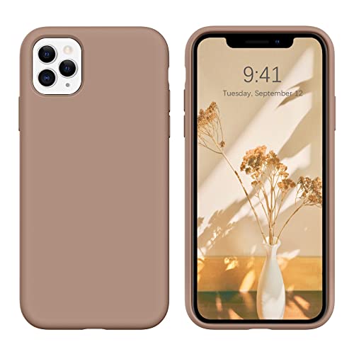 DOMAVER Coque Silicone iPhone 11 Pro Ultra Fine Housse Étui de Protection Antichoc en Dos Anti Rayures Bumper Case iPhone 11 Pro 5.8" Souple Microfibre Douce, Brune Caramel Cover