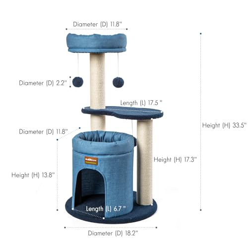 Árbol para gatos ClevaHome pequeño con tela suave miniatura 2