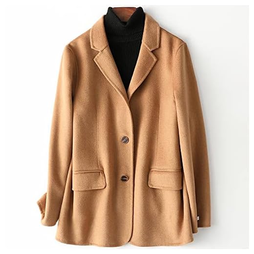 Ullrock Kvinna Kvinnor Kvinnor Dubbelsidig Woolen Lapel Jackor Ulllös kostym Fall Kläder Olj Stil långärmad kort överrock Ullblandning över Rock (Color : Camel, Size : M Coat Bust 106cm)