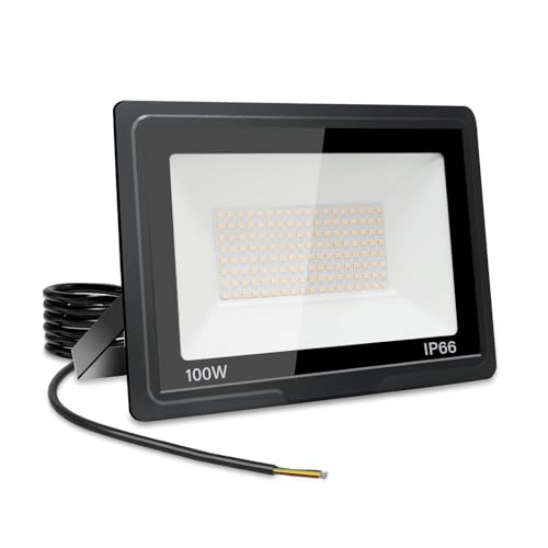 Jefedana Focos LED Exterior 100W Proyector LED Exterior 10000LM IP66 Impermeable Foco Proyector LED 6500K Blanco Frío Floodlight para Casa, Garaje, Patio, Terraza, Campo