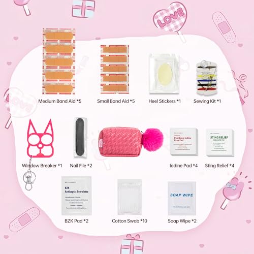 Image of Kitgo Mini First Aid Emergency Clutch Kit -Mother Day Gift Compact Safety Pouch Party Bag with 27 Essential Items for Girl Lady Mother Wife Nurse for Girl Lady Mother Wife Nurse