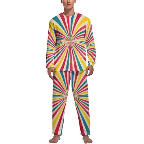 Pyjama homme manche longue à rayures ensemble de nuit pantalon confortable