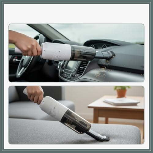 Image of Mini Design Portable Wireless Handheld Vacuum Cleaner for Car and Home- White
