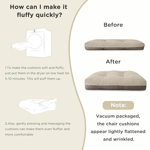 AddGrace Dining Chair Cushions Set of 4 Non-Slip Bottom Kitchen Chair Pads with Ties for Indoor Kitchen Furniture Comfy Soft Seat Cushions for Dining Room 18 x 16 x 3inch Cream by AddGrace - Image 7