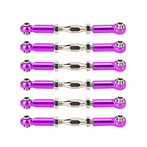 6 varillas de empuje de ajuste de aleación de aluminio, accesorios de enlace de varilla con 1/10 RC Truggy Karts para coches RC para modelos (púrpura), varilla de empuje de coche RC, varilla de empuje