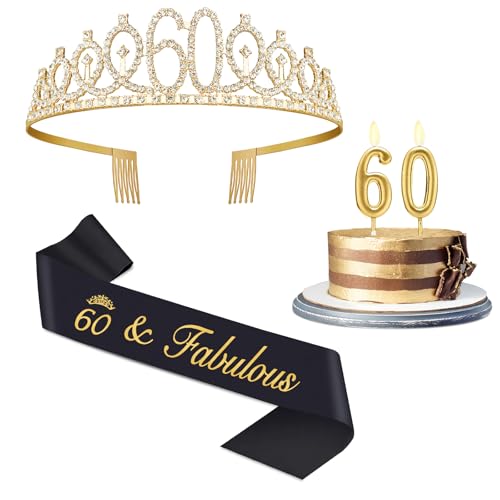 60th Birthday Decorations for Woman Gold and Black