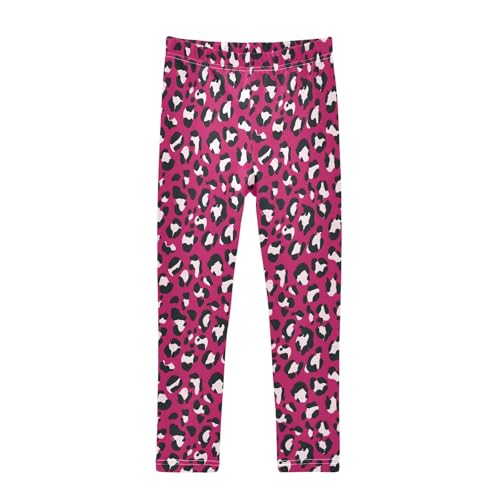 ALAZA Girls' Leggings Children's Yoga Pants Skinny Printed Dance Rose Red Leopard Cheetah Comfortable 4T