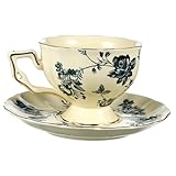 Angoily Taza de Café Vintage con Platillo Europea Blanca Estilo Retro y Bebidas para Hogar y Oficina