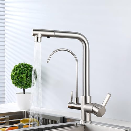 Évier de cuisine à 3 voies pour eau potable robinet double mode