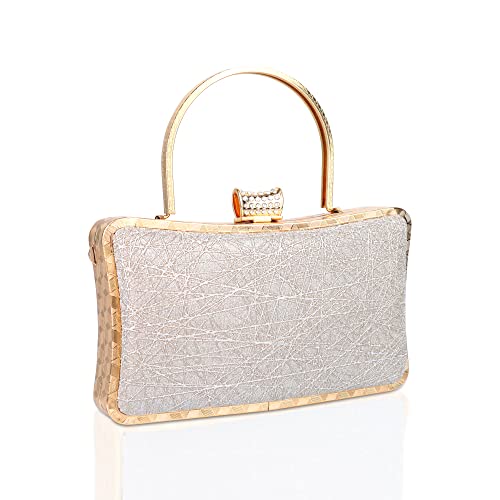Image of NFI essentials Glitter Clutch for Women's Evening Handbags for Bridal Wedding Silver