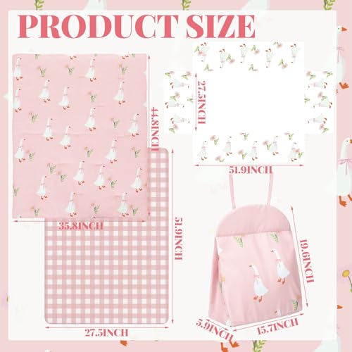 Image of Oudain 4 Piece Goose Crib Bedding Set Including Goose Crib Skirt, Blanket, Sheet and Diaper Stacker, Soft Neutral Nursery Standard Size Baby Bedding for Baby Girls and Boys