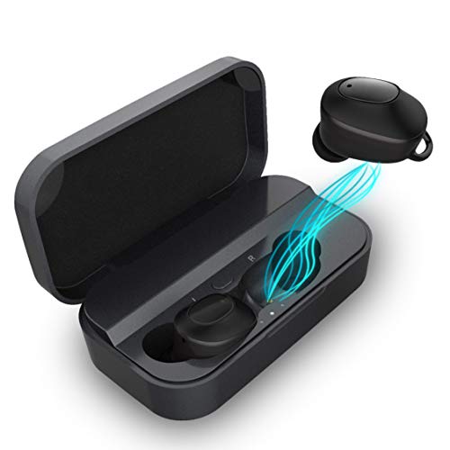 Techsmarter True Wireless Stereo (TWS) Headphones Earbuds, Water-Resistant, Sweatproof, Built-in Microphone, Make & Receive Phone Calls, and Siri & Alexa Enabled. Compatible with iPhone, Samsung