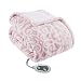Beautyrest Ultra Soft Sherpa Berber Fleece Electric Poncho Wrap Blanket Heated Throw with Auto Shutoff, 50" W x 64" L, Blush Lattice