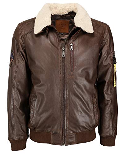 Top Gun Chaqueta de cuero para hombre Tg20193144 marrón, 54