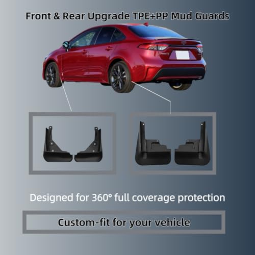 Image of Mud Flaps Splash Guards Compatible with Toyota Corolla Sedan SE LE 2020-2026, All Weather Exterior Accessories for 12th Gen Pre-Facelift Only