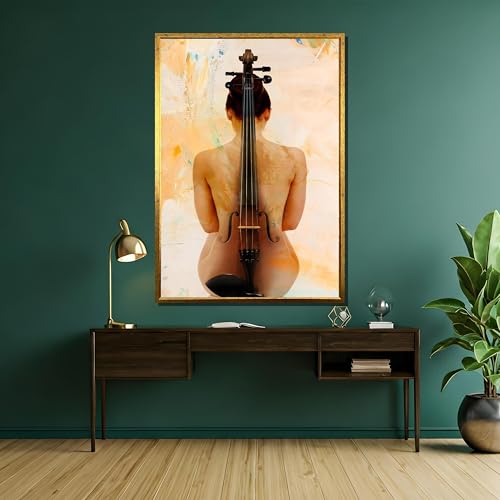 Toile violon décoration murale musique grand format 80x110cm avec cadre