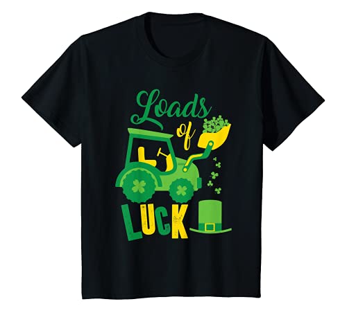 Niños Loads of Luck - Boyeros St Patricks Day Construcción Bulldozer Camiseta